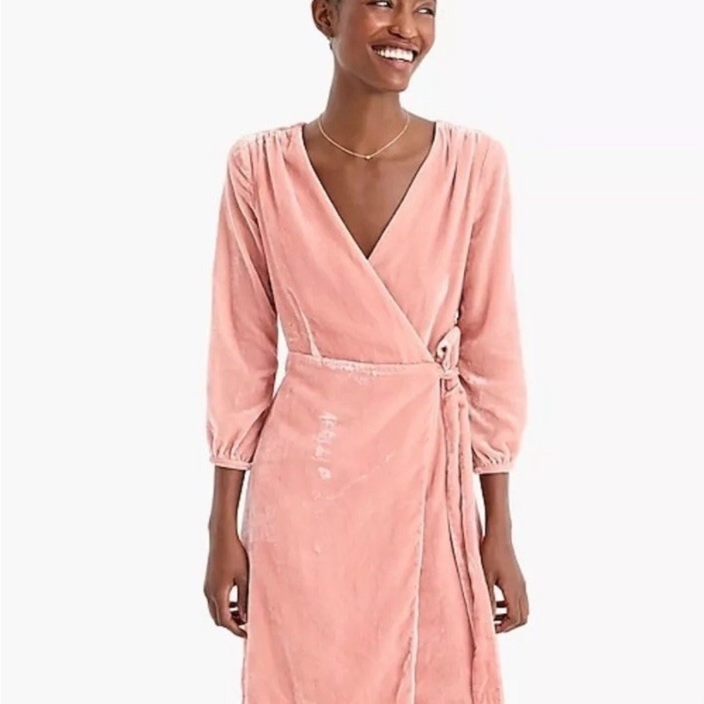 J. Crew Pink Long Sleeve Wrap Dress